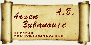 Arsen Bubanović vizit kartica